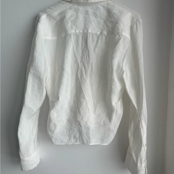 Zara White Rushed Linen looking Shirt Small - Picture 4 of 4